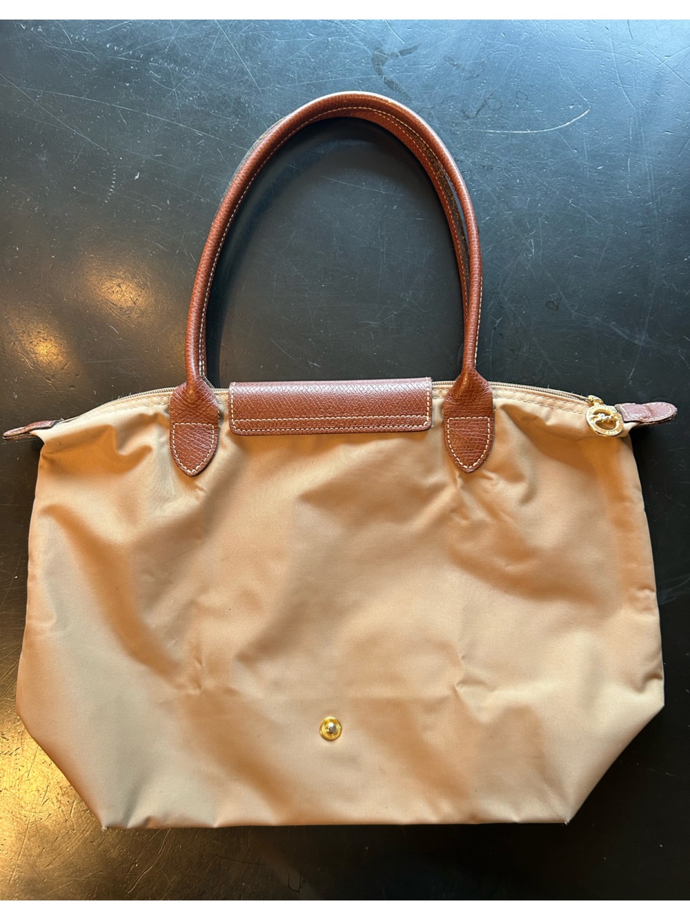 Authentic Longchamp Le Pliage Tote in Fawn with Brown Trim - Picture 2 of 15